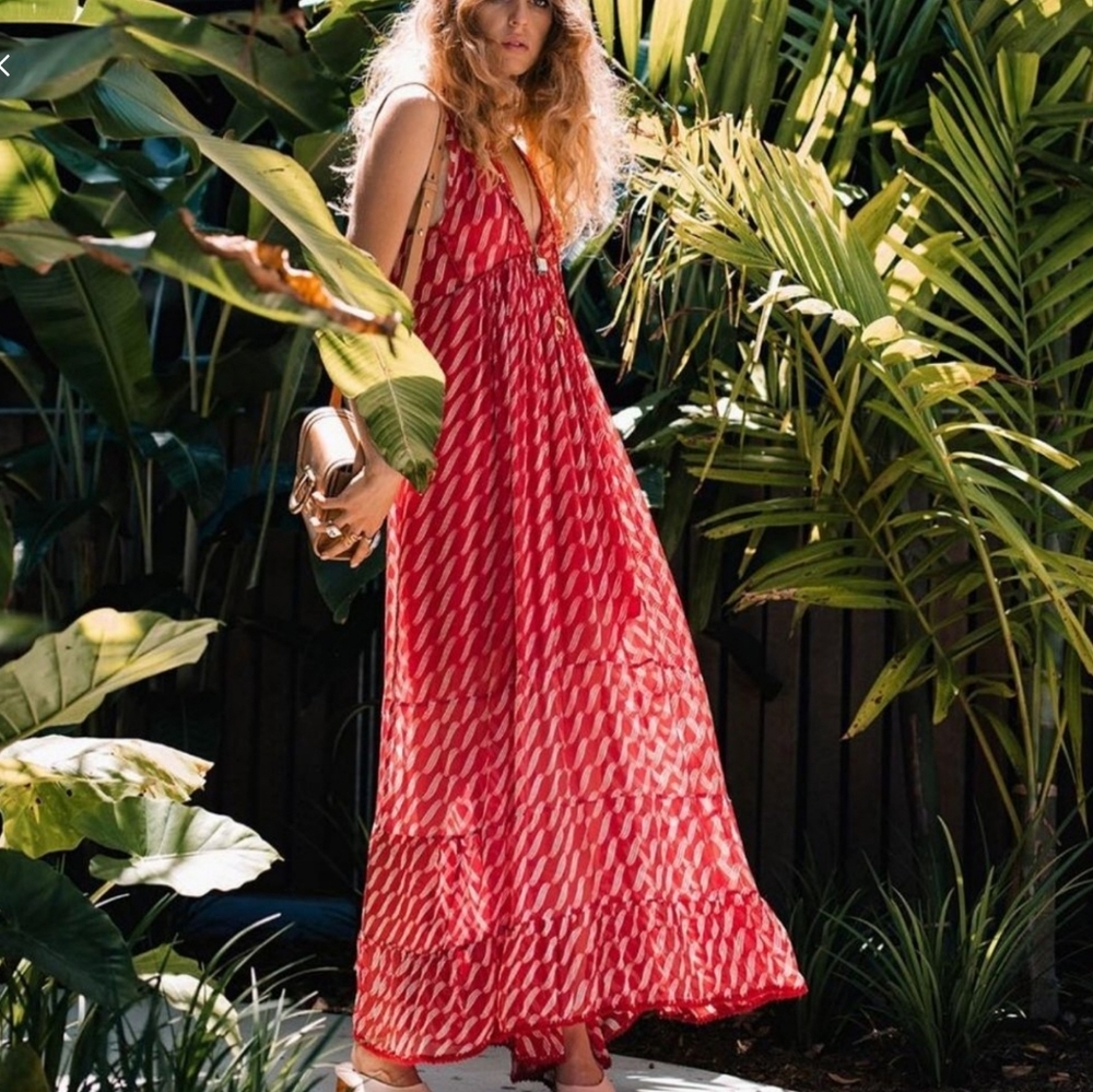 CHASING UNICORNS SILK WALKING ON SUNSHINE MAXI POPPY